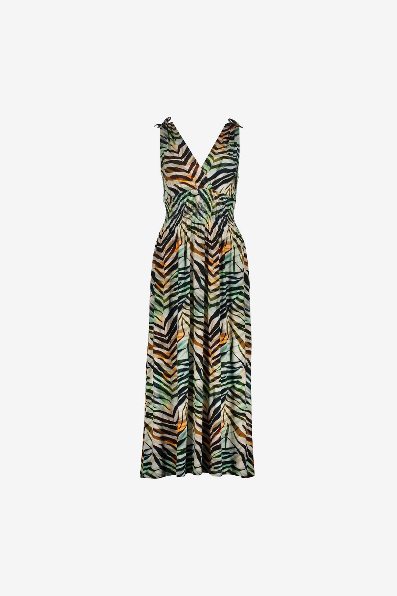 Geisha maxi jurk met overslag hals en strikjes detail