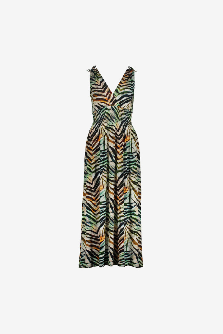Geisha maxi jurk met overslag hals en strikjes detail