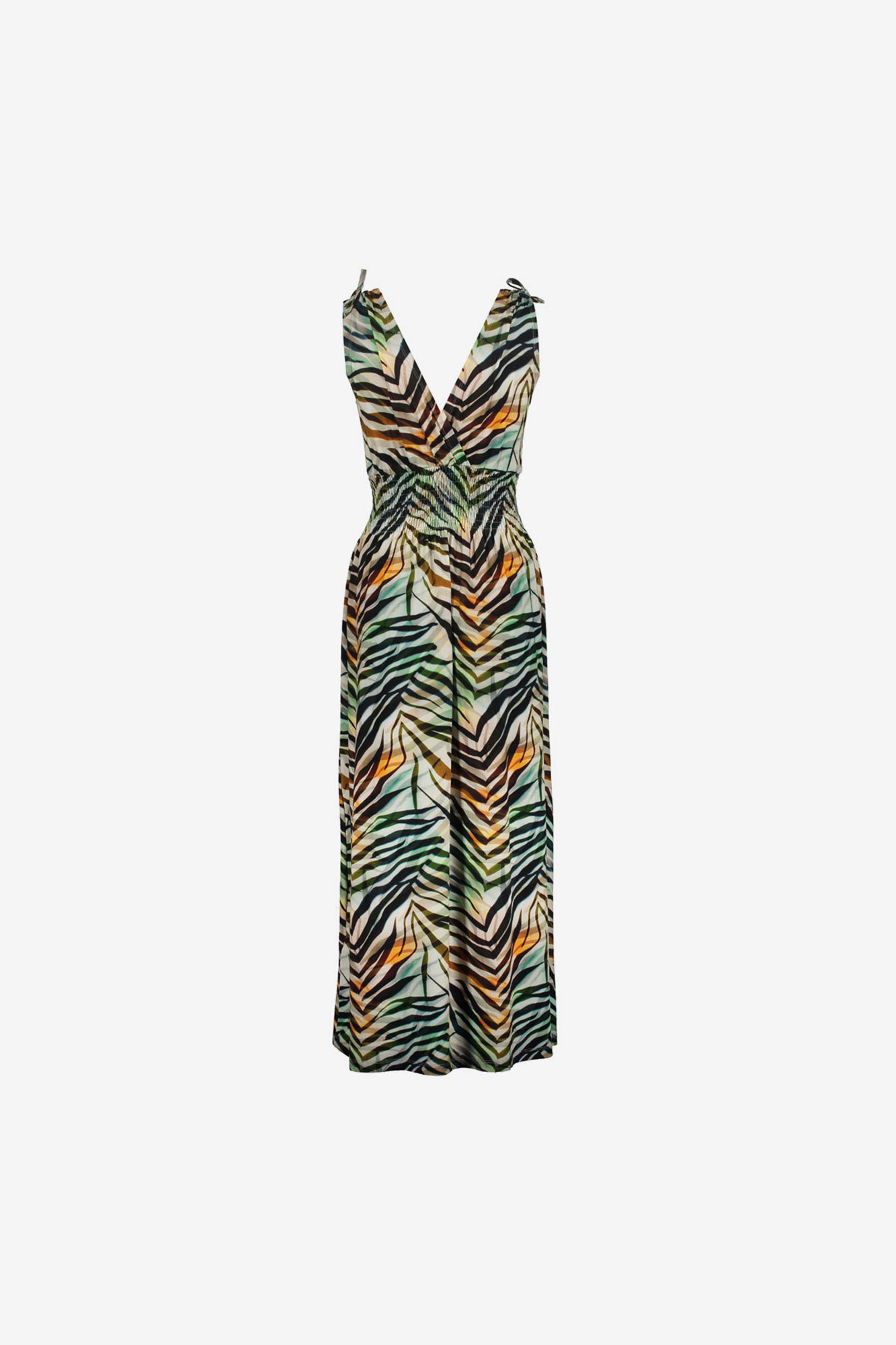 Geisha maxi jurk met overslag hals en strikjes detail