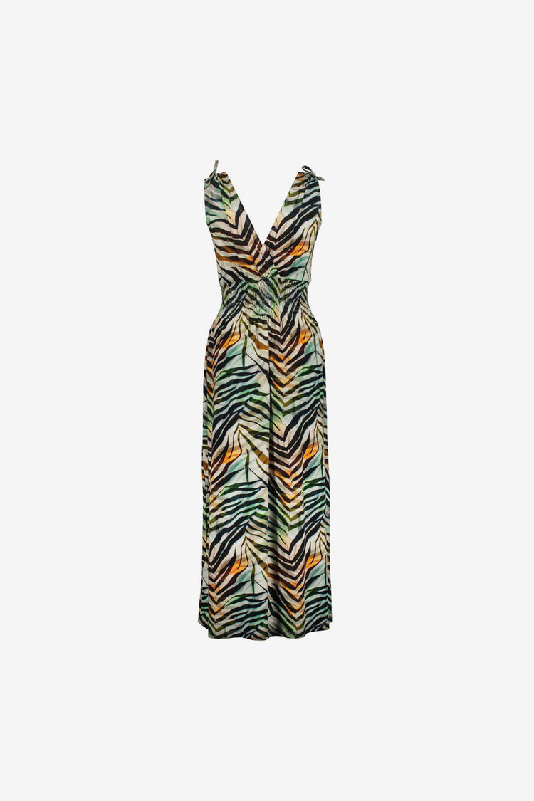 Geisha maxi jurk met overslag hals en strikjes detail