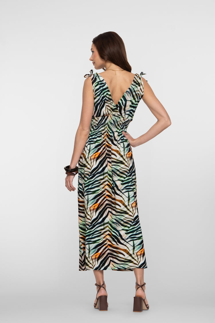 Geisha maxi jurk met overslag hals en strikjes detail