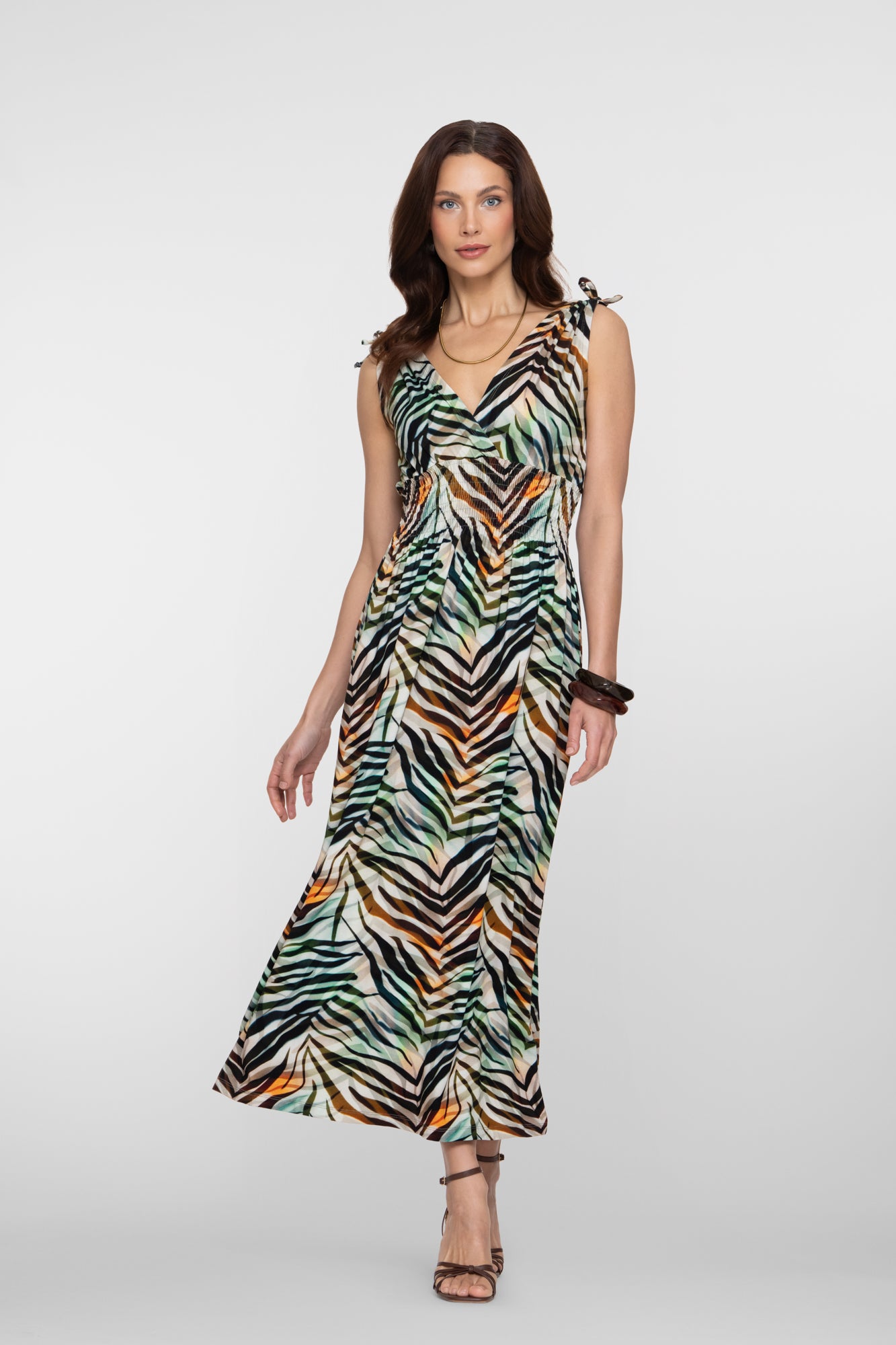 Geisha maxi jurk met overslag hals en strikjes detail