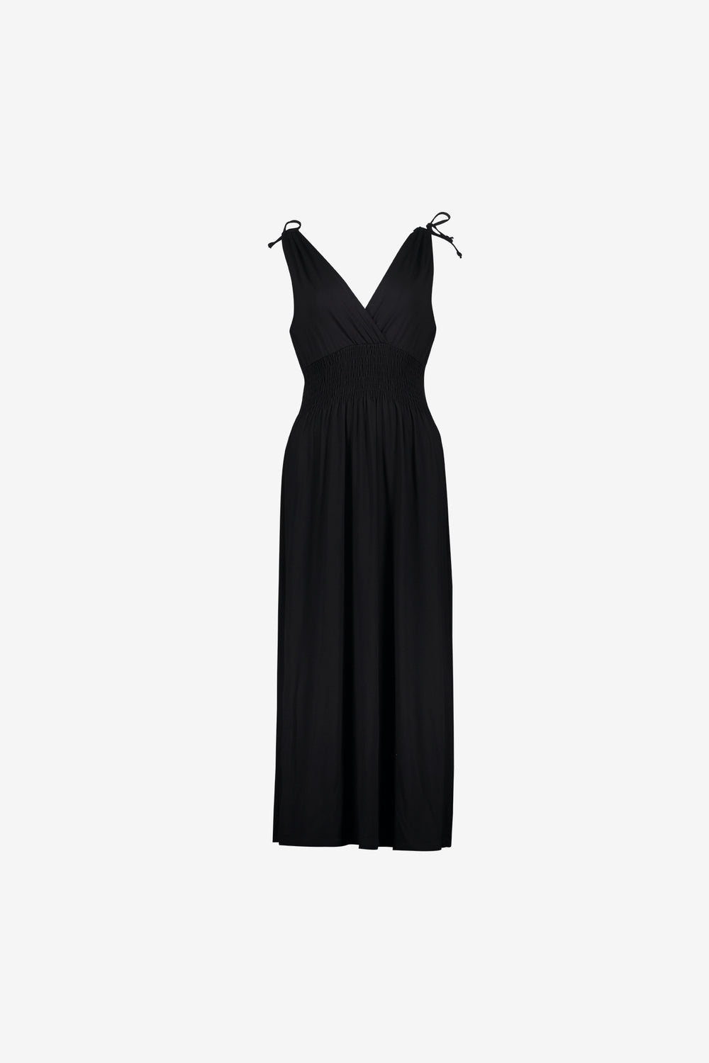 Geisha maxi jurk met overslag hals en gesmokte taille
