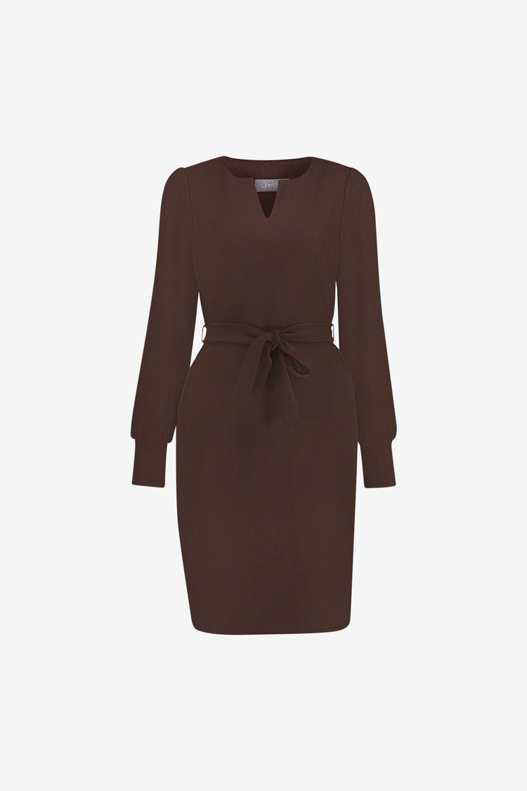 Geisha jurk met strikceintuur en elegante halslijn