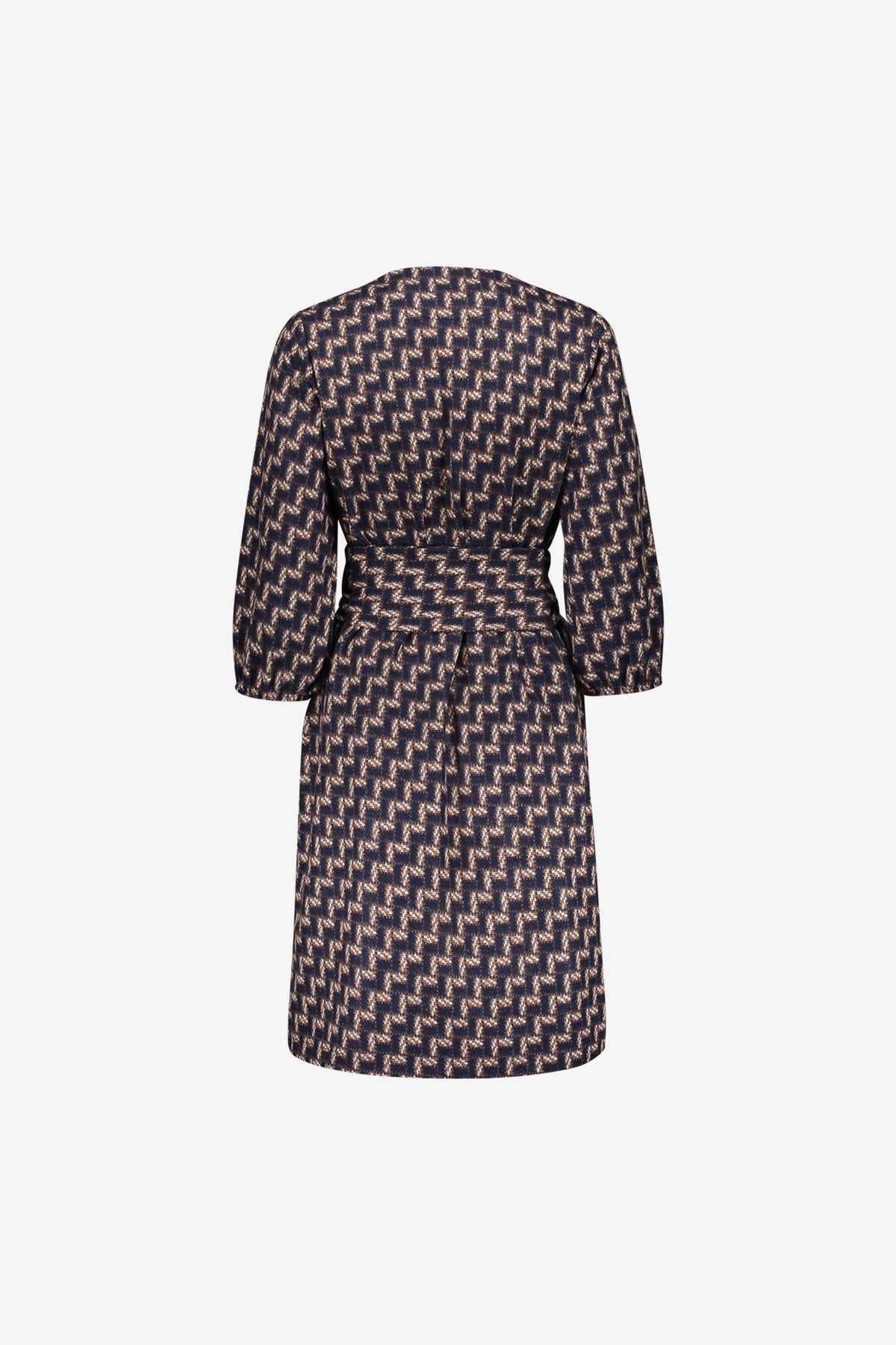 Geisha jurk met geometrische print en afneembaar sjaaltje