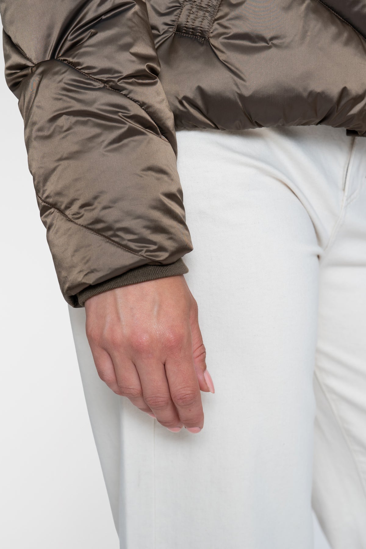 Geisha gewatteerde jas met faux fur kraag en ritssluiting