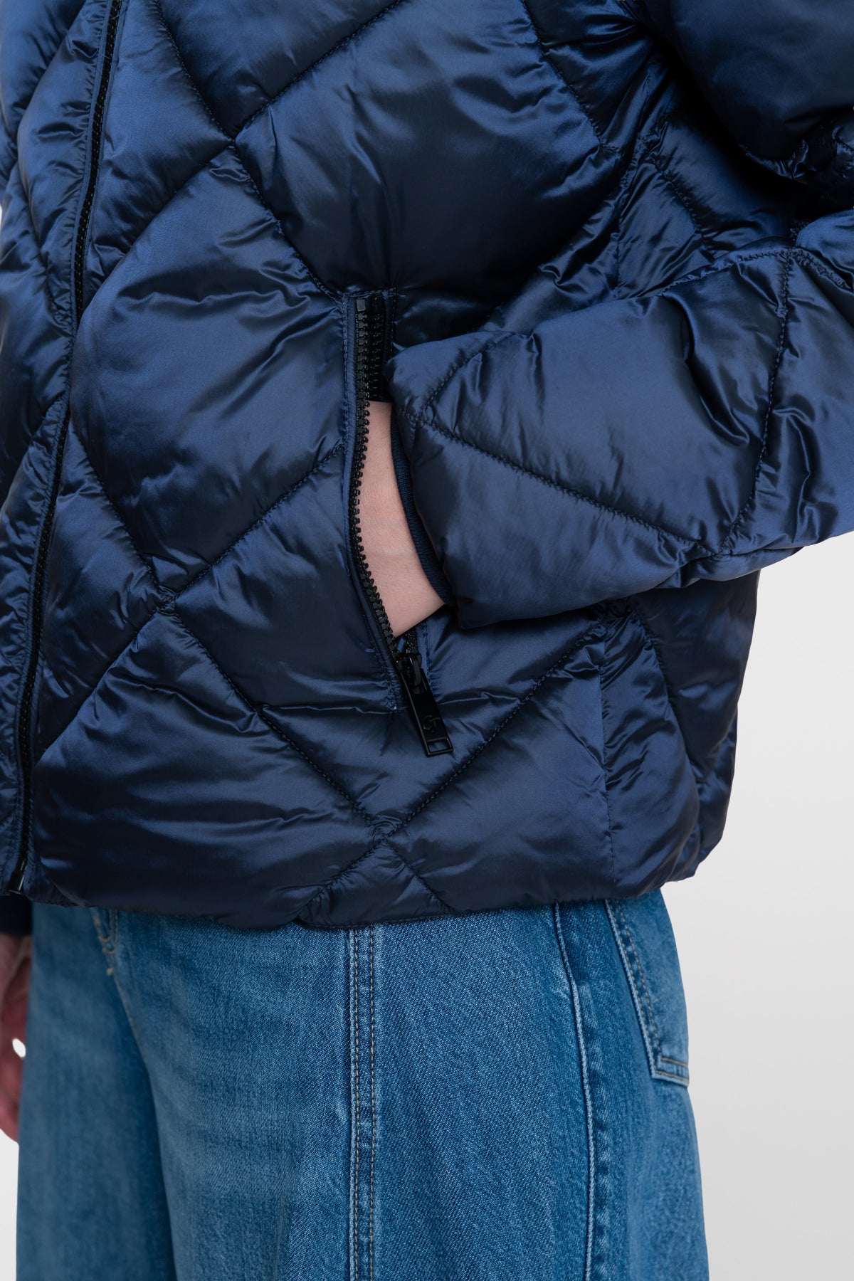 Geisha gewatteerde winterjas met capuchon en ruitstiksels