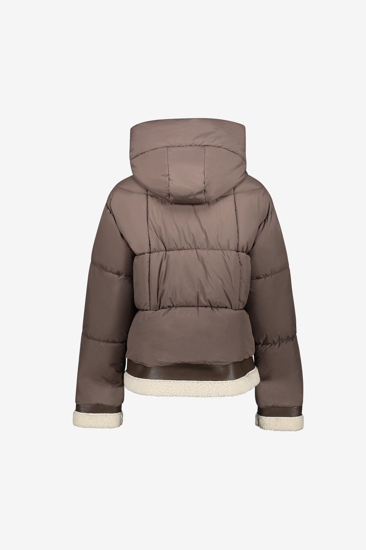 Geisha winterjas kort met teddy details en opstaande capuchon