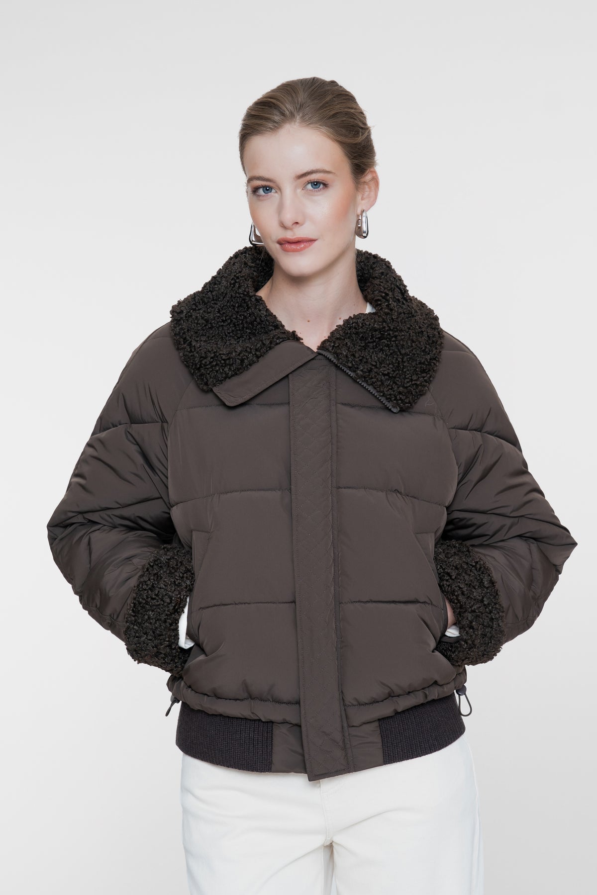 Geisha winterjas met teddykraag en teddy manchetten
