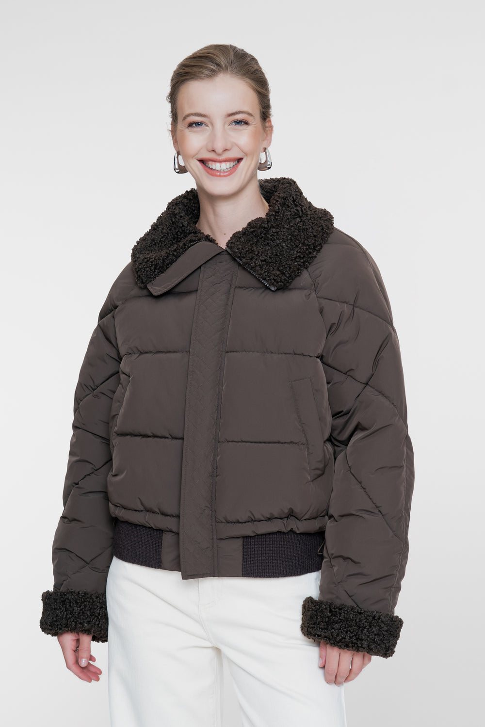 Geisha winterjas met teddykraag en teddy manchetten