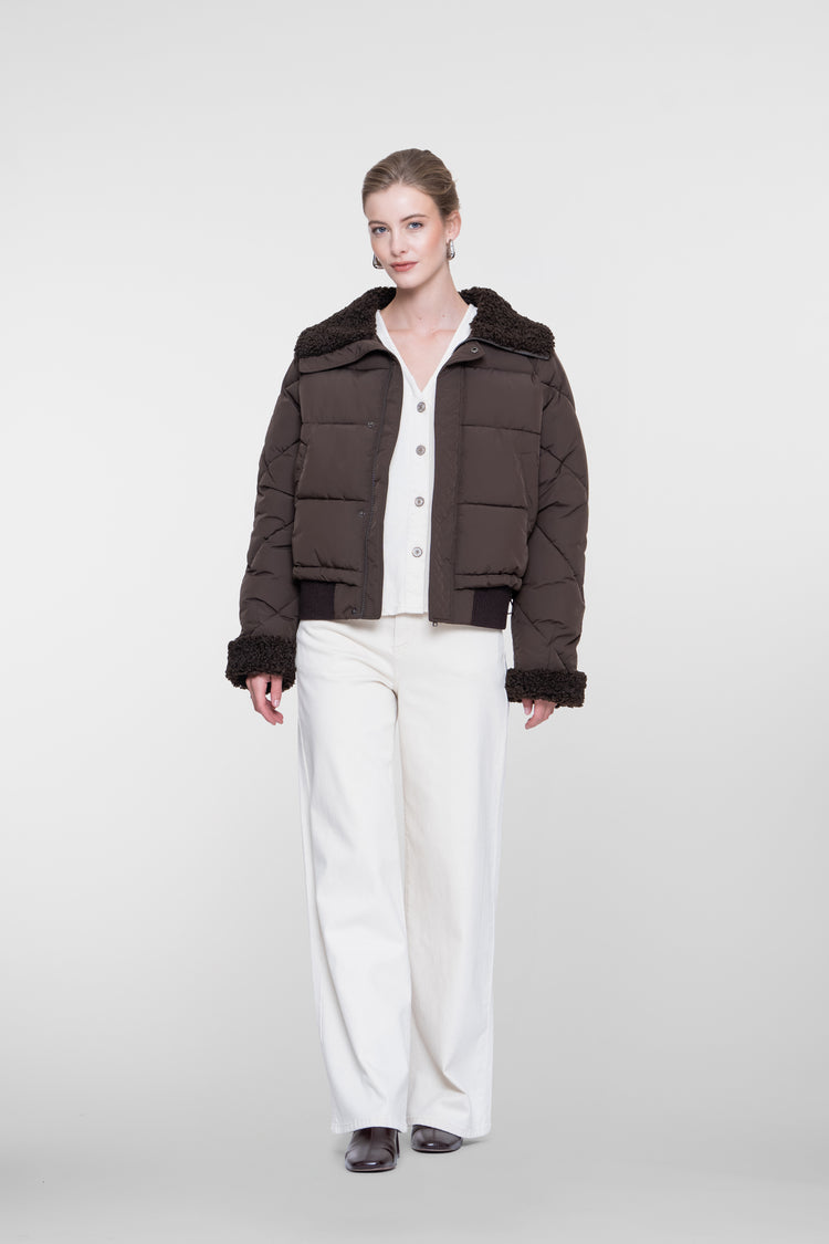 Geisha winterjas met teddykraag en teddy manchetten