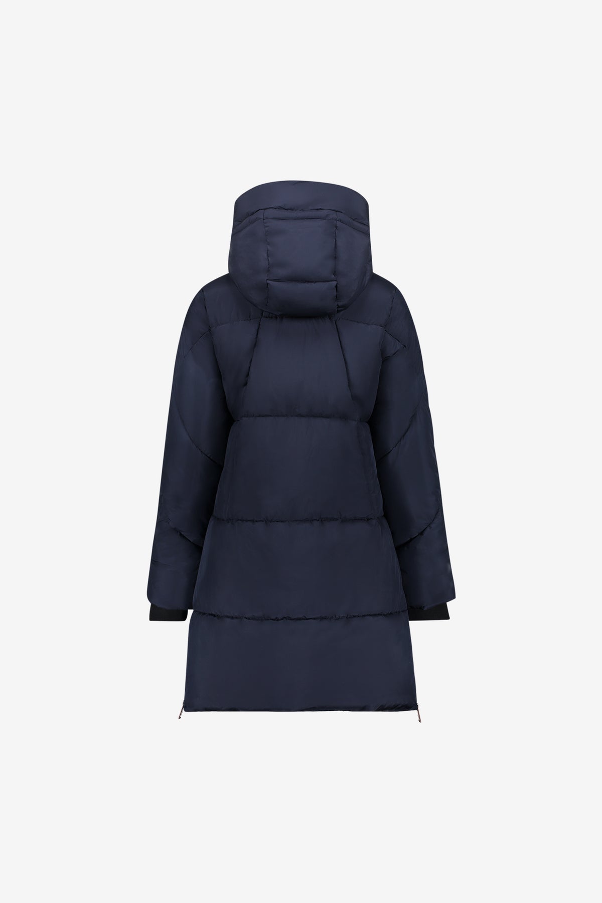 Geisha lange gewatteerde winterjas met koperkleurige details