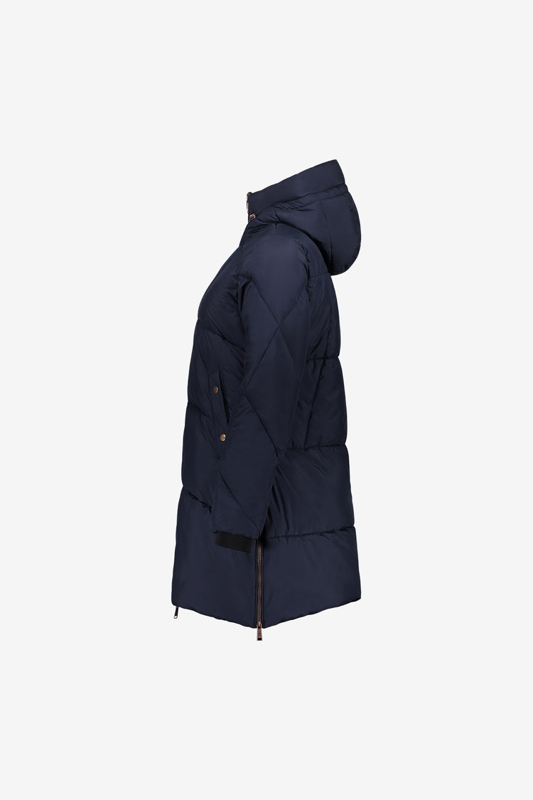 Geisha lange gewatteerde winterjas met koperkleurige details