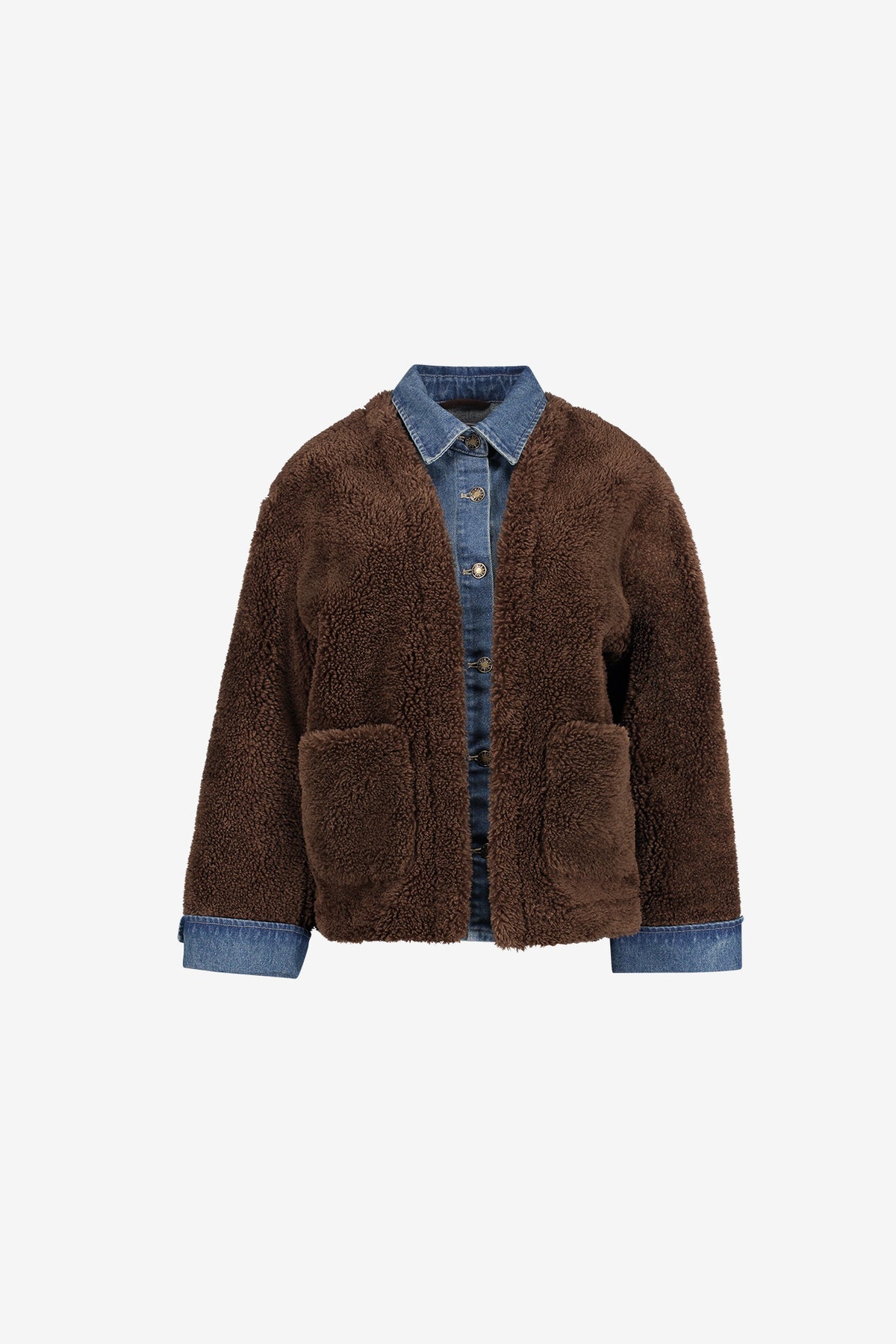 Geisha teddy jacket met denim