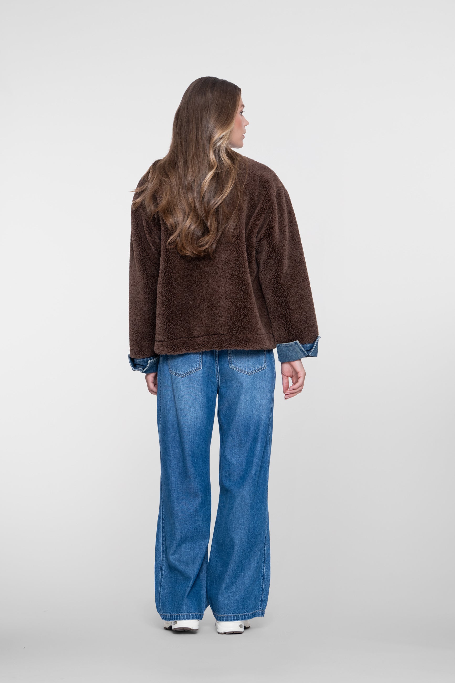 Geisha teddy jacket met denim
