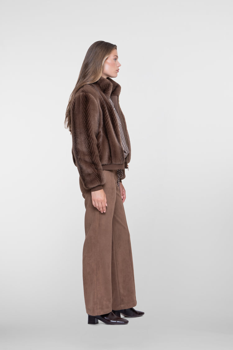 Geisha faux fur jas met dessin en zachte uitstraling