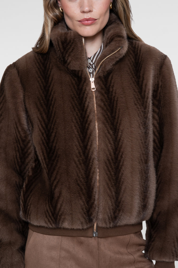 Geisha faux fur jas met dessin en zachte uitstraling