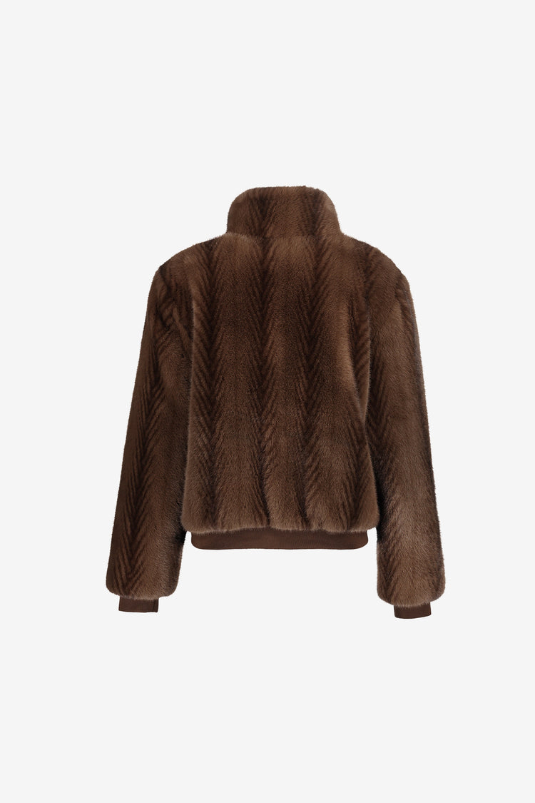 Geisha faux fur jas met dessin en zachte uitstraling