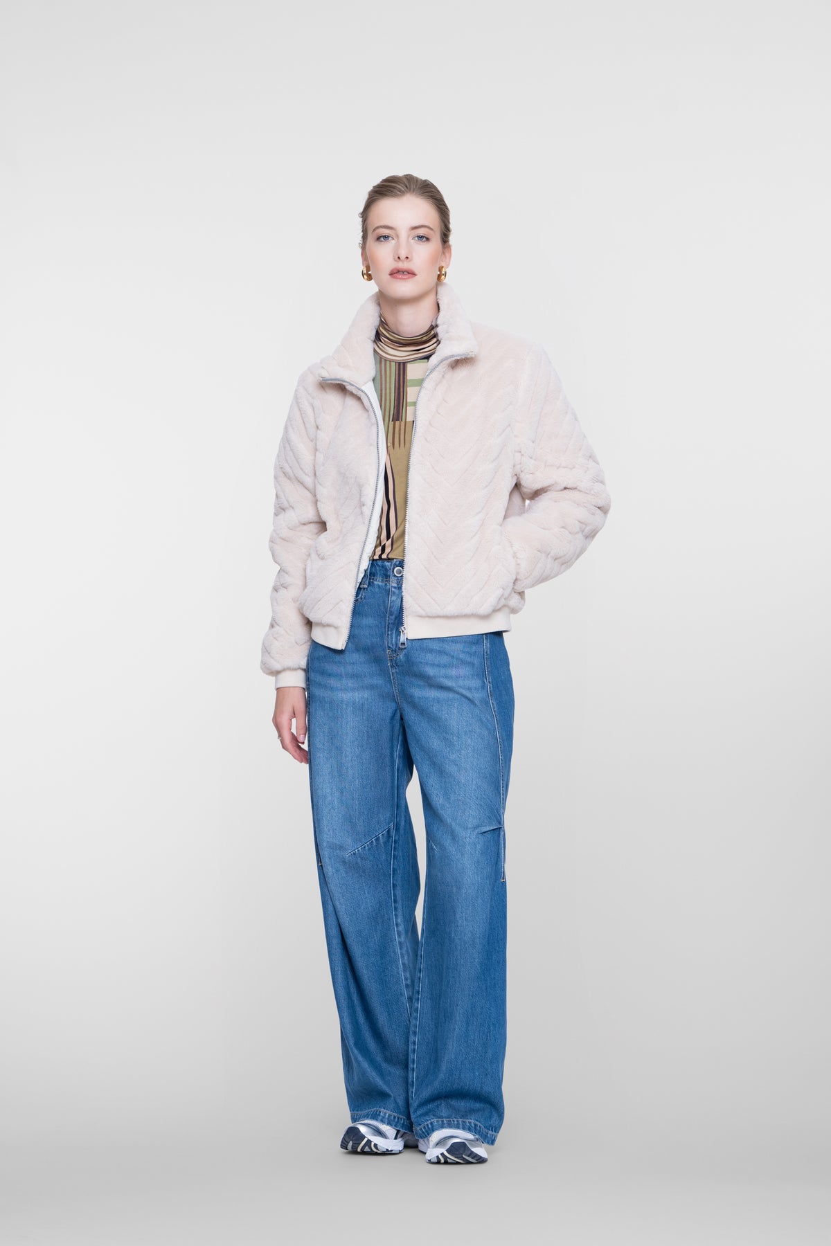 Geisha teddy jack met hoge kraag en zigzagpatroon