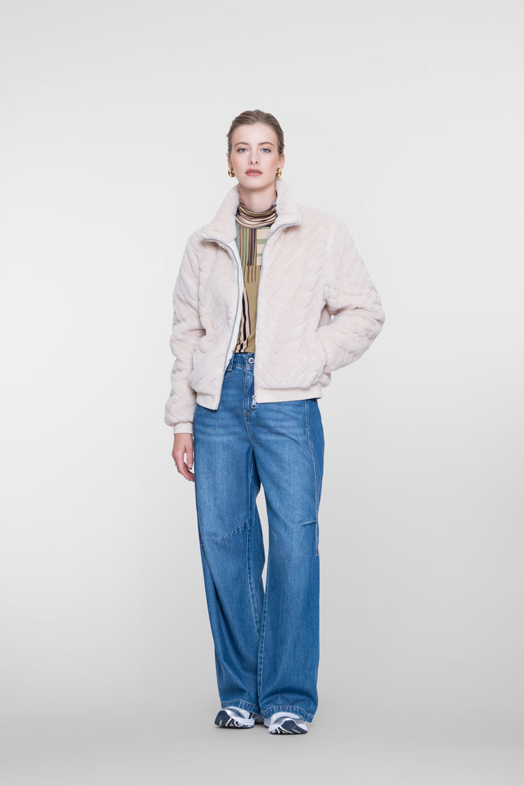 Geisha teddy jack met hoge kraag en zigzagpatroon