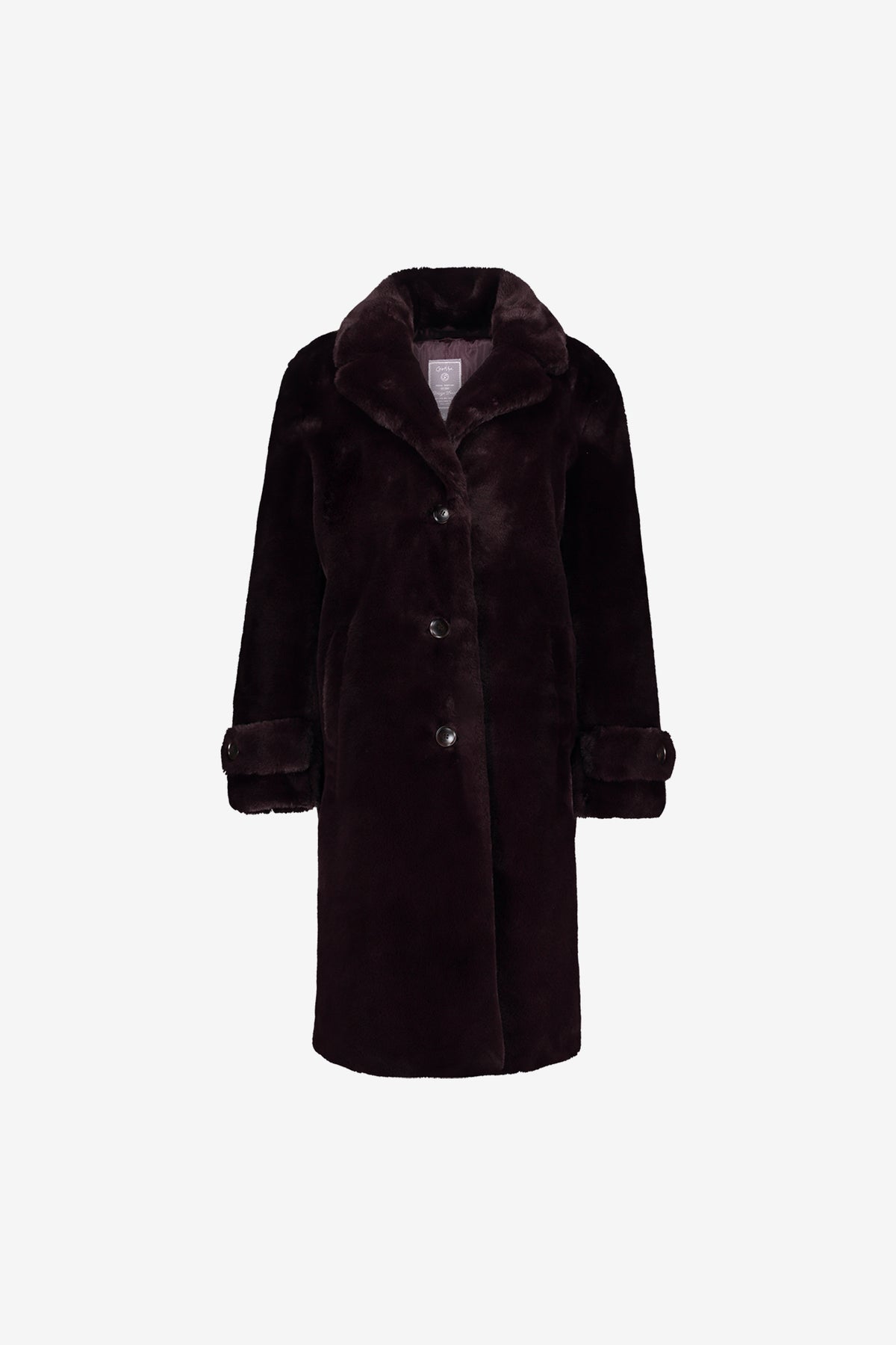 Geisha Fur look mantel in burgundy met knoopsluiting