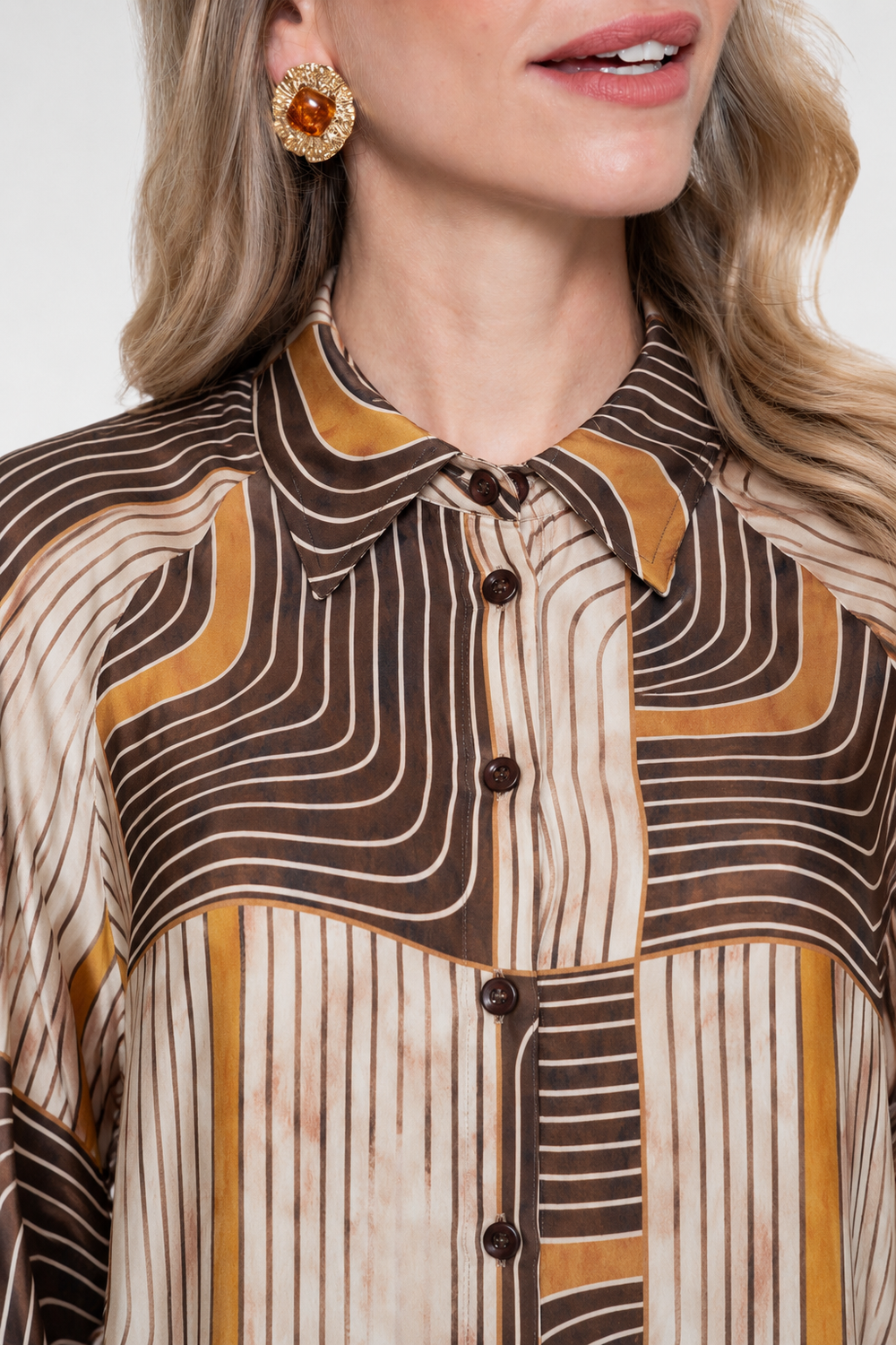 Geisha blouse met grafische print en satijnachtige uitstraling