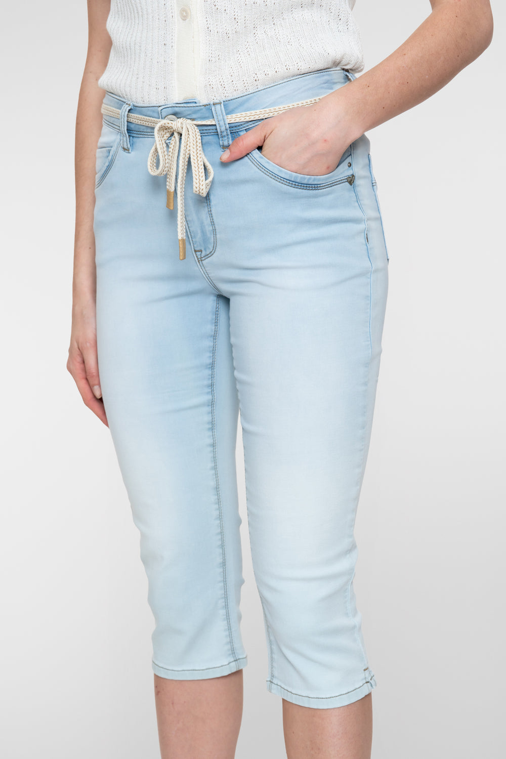 Geisha spijker capri bleached denim