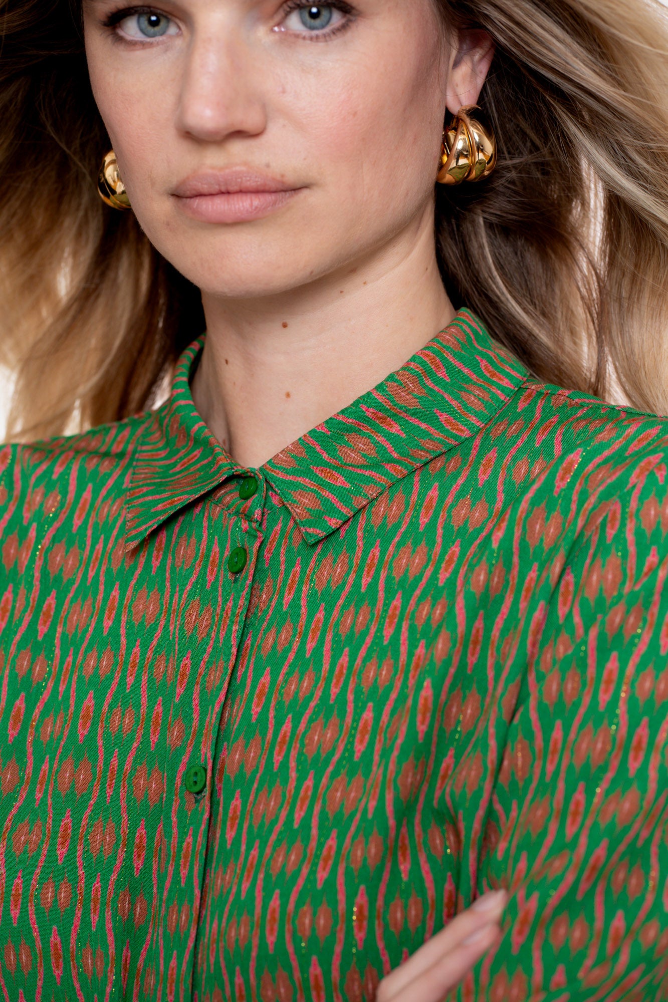 Geisha dames blouse met grafische print en lurex