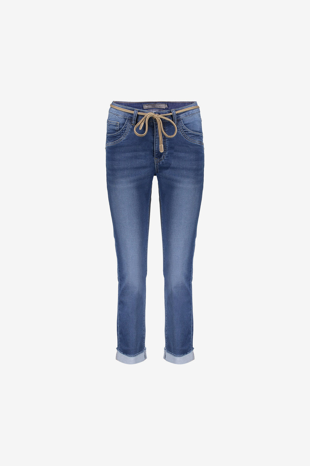 Geisha 7/8 jeans omgeslagen broekspijpen stonewash denim