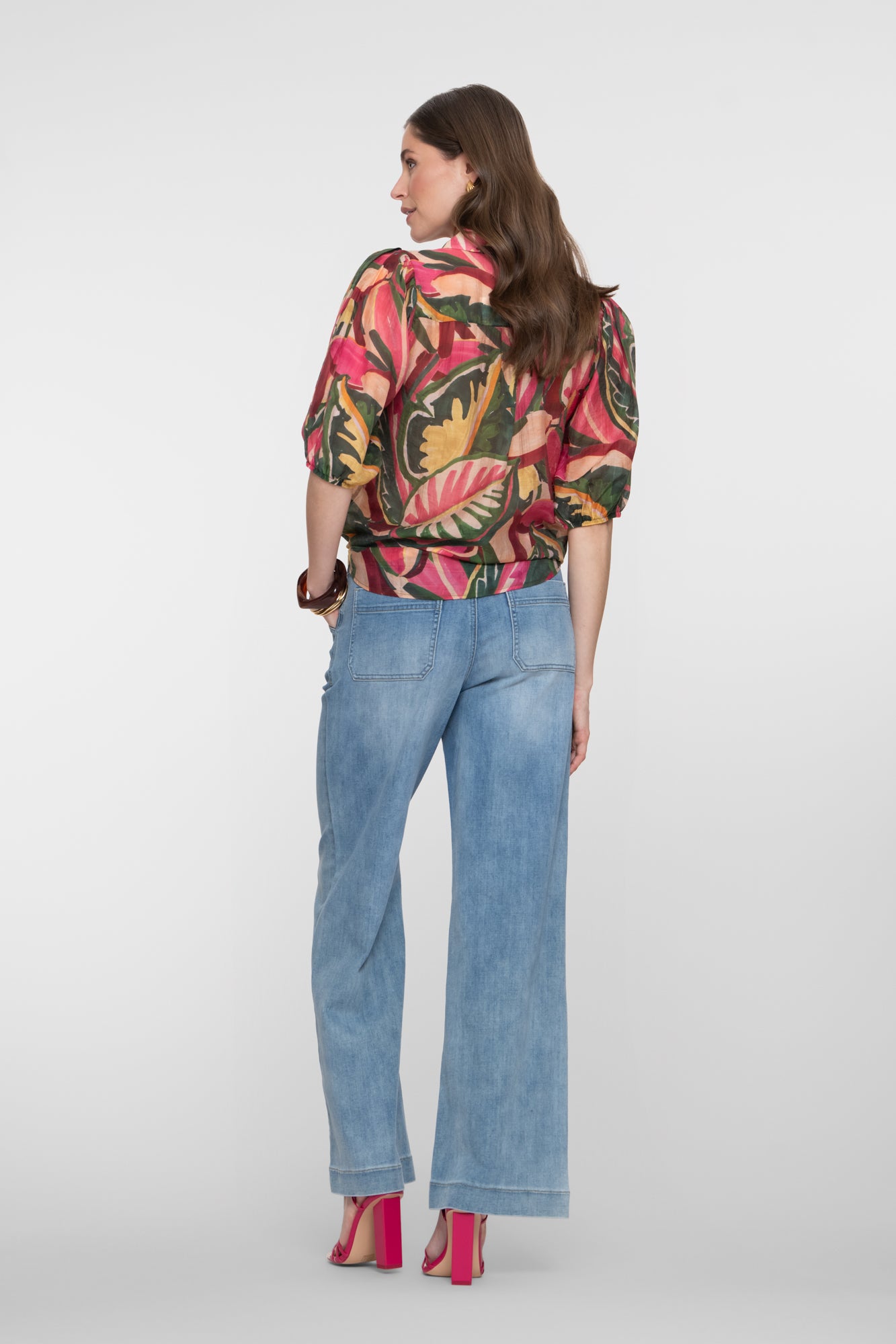 Geisha spijkerbroek wide leg stonebleach denim
