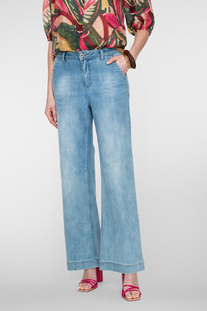 Geisha spijkerbroek wide leg stonebleach denim