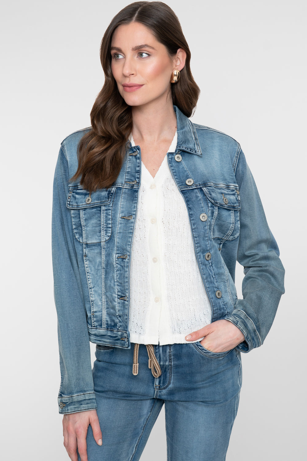 Geisha klassiek denim jacket mid blue denim
