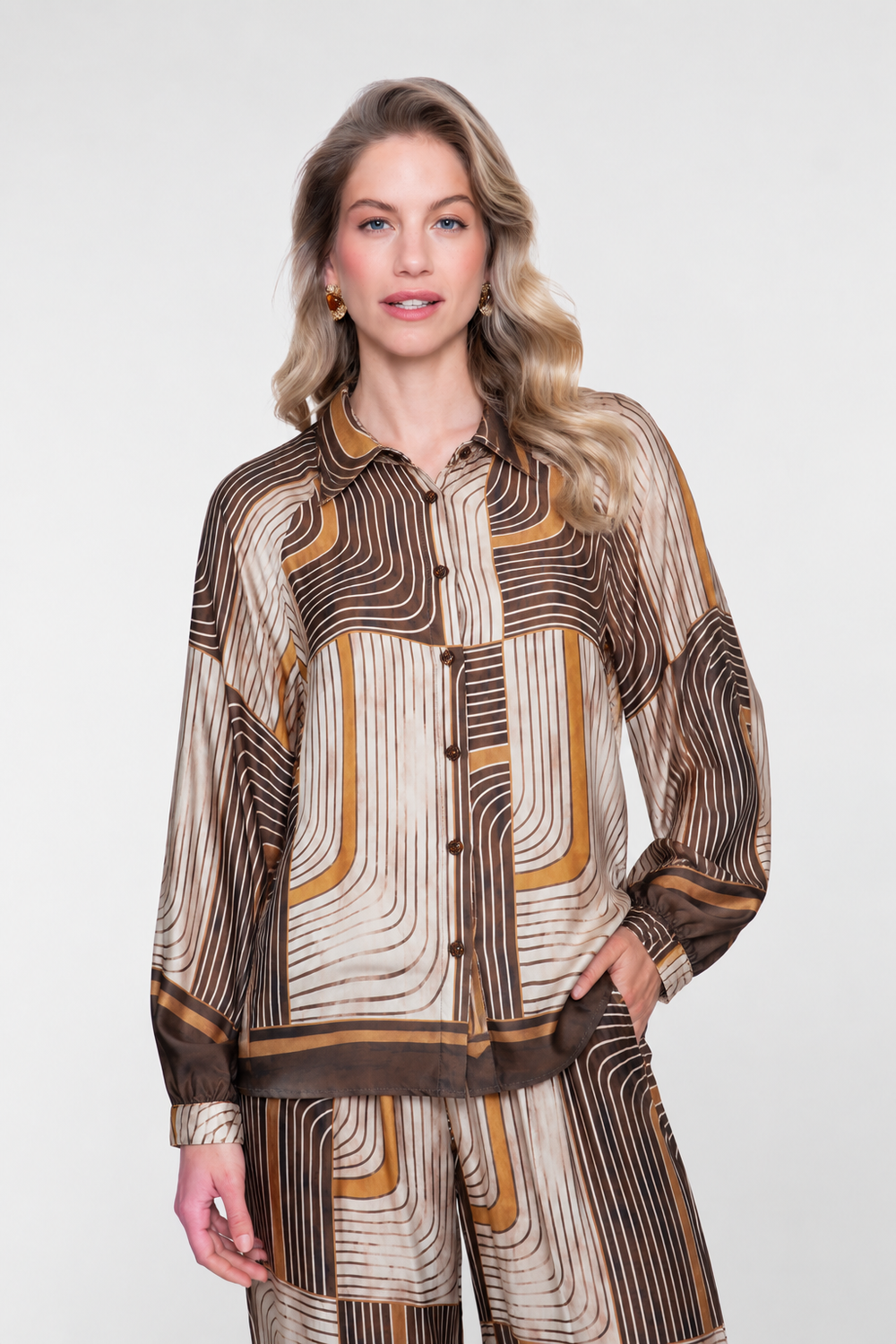 Geisha blouse met grafische print en satijnachtige uitstraling