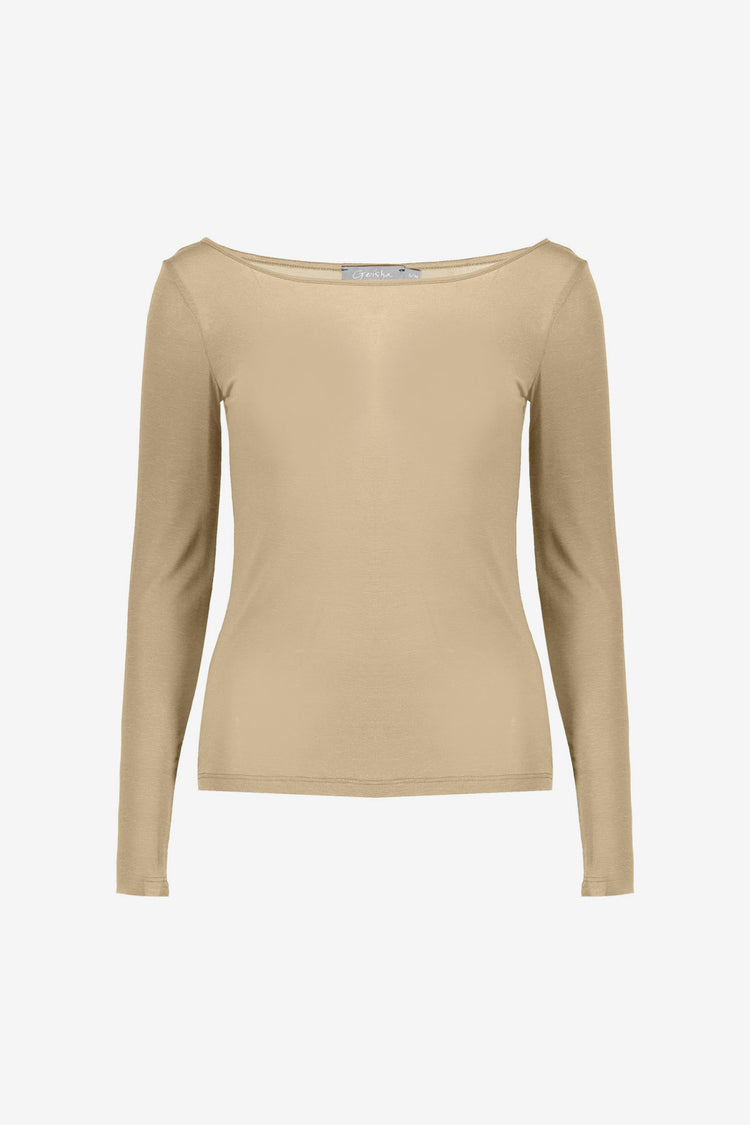 Geisha lichtgebreide cashmere trui dark sand